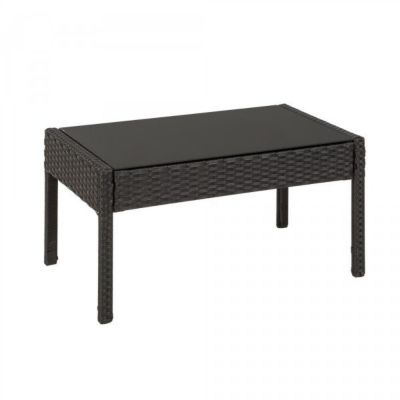 Salon de jardin rotin resine tresse resine noir Helloshop26