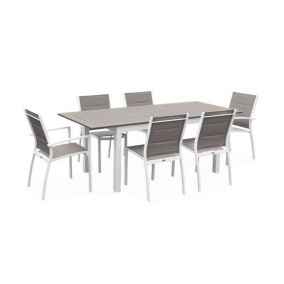 Salon de jardin sweeek 6 personnes marron aluminium 150.0 x 89 x 75 7 pieces