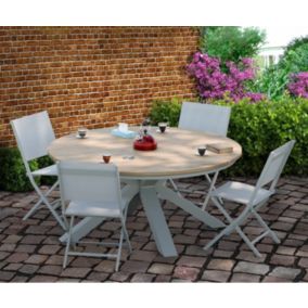 Salon de jardin table et chaises blanches 4 personnes Oriengo Thema