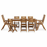 Salon de jardin table et chaises en bois 8 personnes Goodhome NIA