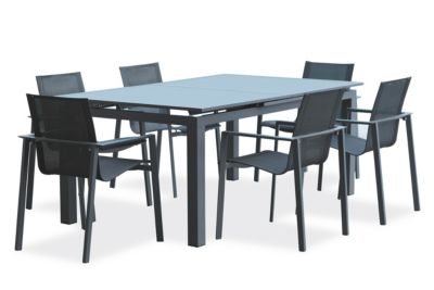 Salon de jardin table et chaises gris anthracite 6 personnes Miami DCB Garn