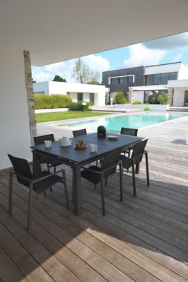 Salon de jardin table et chaises gris anthracite 6 personnes Miami DCB Garn