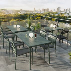 Salon de jardin table et chaises vert 4 personnes GoodHome Lithari