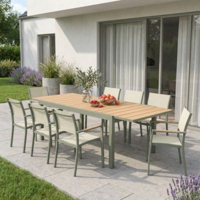 Salon de jardin table extensible et fauteuils 6 personnes GoodHome Rowa