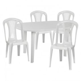 Salon de Jardin Table Ovale et 4 Chaises Empilables Breenap 7house