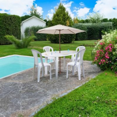 Salon de Jardin Table Ovale et 4 Chaises Empilables Breenap 7house