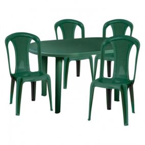 Salon de Jardin Table Ovale et 4 Chaises Empilables Breenap 7house