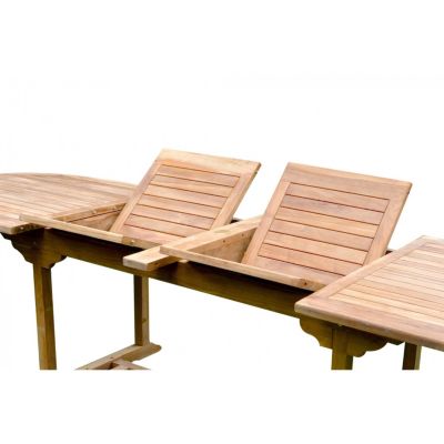 Salon de jardin Teck massif 10-12 personnes - Table ovale + 10 chaises Kajang