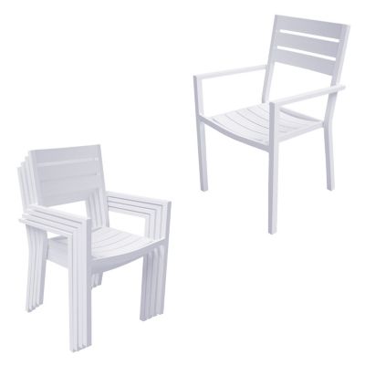 Salon de jardin VENEZIA extensible 132/264 en aluminium blanc - 10 places - Happy Garden