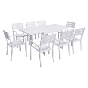 Salon de jardin VENEZIA extensible 90/180 en aluminium blanc - 8 places - Happy Garden