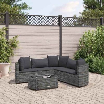 Salon de jardin VidaXL 3308394 résine tressée gris 6 pièces