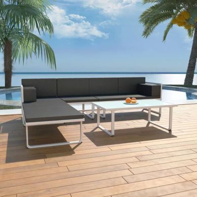 Salon de jardin - vidaXL - 4 pcs - Aluminium Noir - Résistant - Confortable - Extérieur