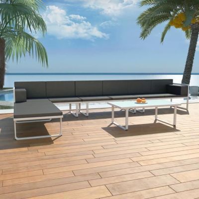 Salon de jardin - vidaXL - 5 pcs - Aluminium Noir - Textilène - Extérieur Résistant