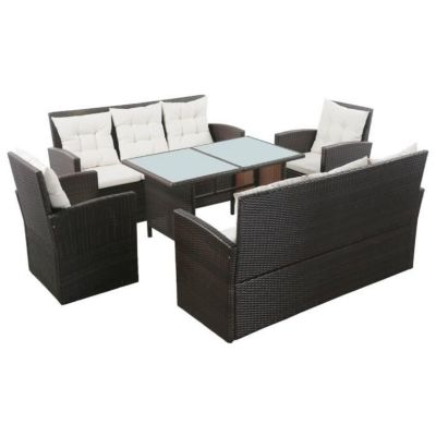 Salon de jardin - vidaXL - 5 pcs - Résine tressée - Marron - 6 personnes