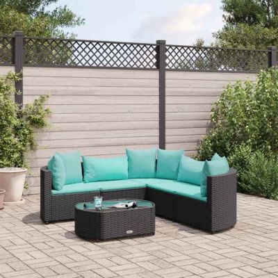Salon de jardin vidaXL 6 pièces résine tressée noir modulable
