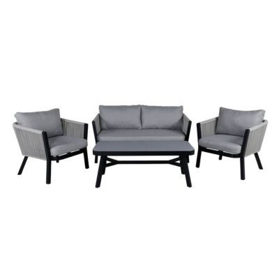 Salon de Jardin "Virya" 150cm Noir & Gris