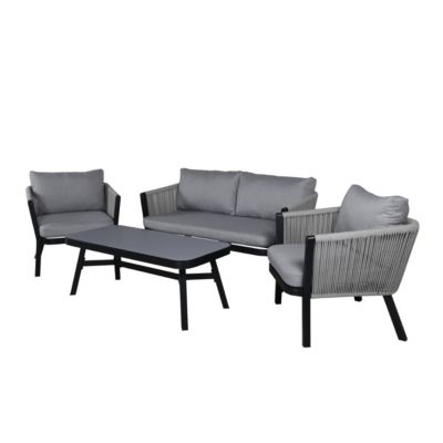 Salon de Jardin "Virya" 150cm Noir & Gris