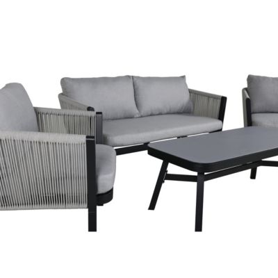 Salon de Jardin "Virya" 150cm Noir & Gris