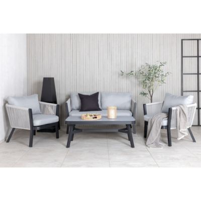Salon de Jardin "Virya" 150cm Noir & Gris