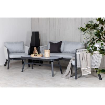 Salon de Jardin "Virya" 150cm Noir & Gris