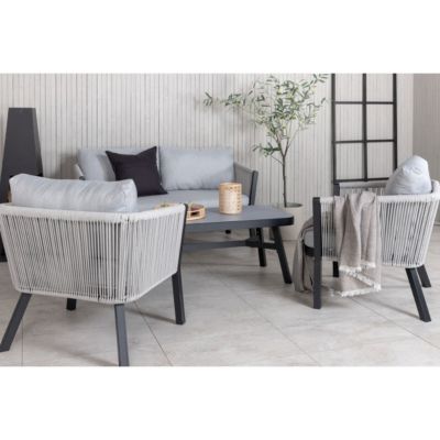 Salon de Jardin "Virya" 150cm Noir & Gris