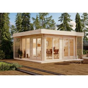 Salon de jardin Viva A Alpholz, 48x48m dim ext (cas échéant incl débord de toit) naturel, épaisseur paroi : 70mm, 23m² totale