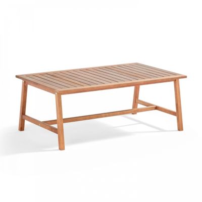 Salon de  terrasse bois avec 1 canapé, 2 fauteuils et table basse noir  Oviala