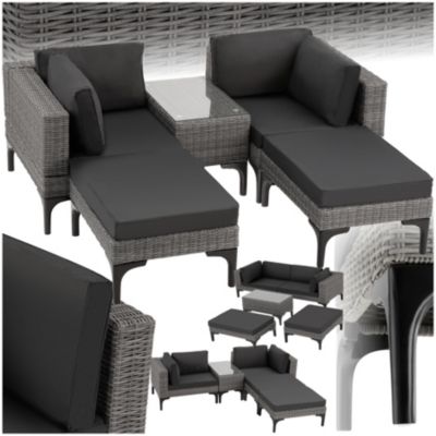 Salon en rotin et aluminium résistants aux intempéries et aux UV gris
