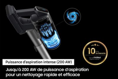 SAMSUNG Jet 75E Turbo VS20B75B1R4 - Aspirateur Balai - Puissance 200 AW - 60 minutes d'autonomie - Station de chargement 2-en-1