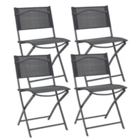 SANAE - Lot de 4 Chaises de Jardin Pliantes Grises