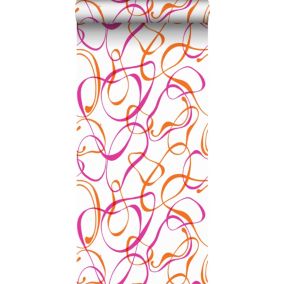 Sanders & Sanders papier peint cercles graphiques orange et rose - 53 cm x 10,05 m - 935211