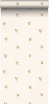 Sanders & Sanders papier peint coeurs beige et or 53 cm x 10.05 m