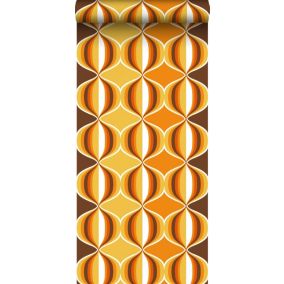 Sanders & Sanders papier peint ornements au style rétro jaune, marron et orange - 0,53 x 10,05 m - 935269