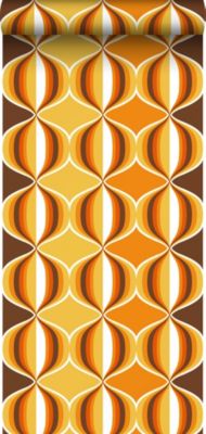 Sanders & Sanders papier peint ornements au style rétro jaune, marron et orange 53 cm x 10.05 m