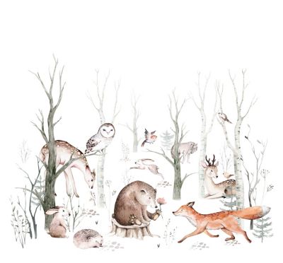 Sanders & Sanders papier peint panoramique animaux de la forêt vintage blanc, orange et marron - 3 x 2,79 m - 950004