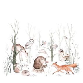 Sanders & Sanders papier peint panoramique animaux de la forêt vintage blanc, orange et marron - 3 x 2,79 m - 950004