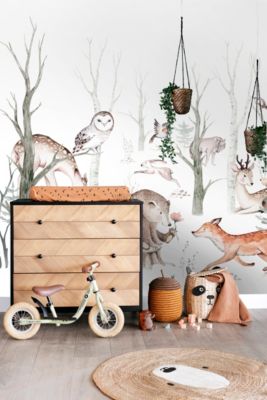 Sanders & Sanders papier peint panoramique animaux de la forêt vintage blanc, orange et marron - 3 x 2,79 m - 950004