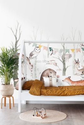 Sanders & Sanders papier peint panoramique animaux de la forêt vintage blanc, orange et marron - 3 x 2,79 m - 950004