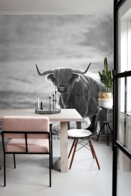 Sanders & Sanders papier peint panoramique Vache Highland noir et blanc - 300 x 279 cm - 950001
