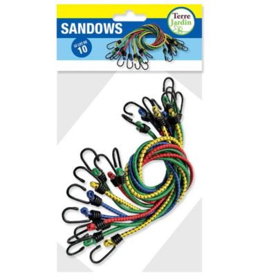 Sandow élastique 80cm avec crochets - Lot de 10