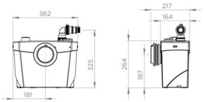 Sanibroyeur Top Broyeur WC 400W l.361 x P.216 x H.325 mm