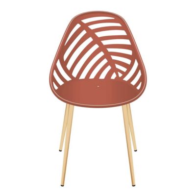 SAORI - Lot de 4 Chaises de Jardin Coque Plastique Ajourée Terracotta Pieds Métal