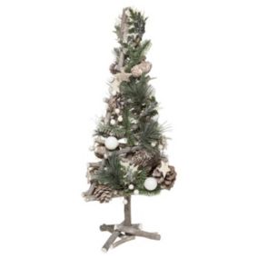 Sapin Déco en Bois "Cocon" 55cm Vert & Naturel