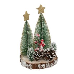 Sapin Déco en Bois "Rondin" 20cm Marron