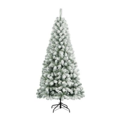 Sapin de Noël 150 cm Kris Kringle, Pin artificiel floqué, Arbre à effet réel, Sapin de Noël, 150x150 h150 cm, Vert et Blanc