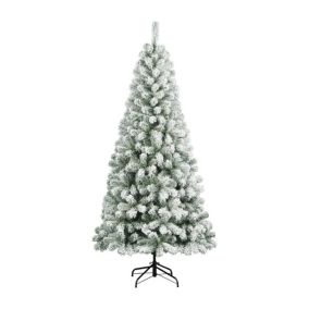 Sapin de Noël 150 cm Kris Kringle, Pin artificiel floqué, Arbre à effet réel, Sapin de Noël, 150x150 h150 cm, Vert et Blanc