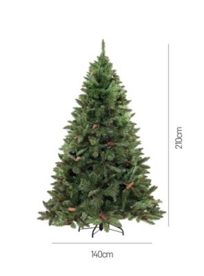 Sapin de Noël 210 cm Camden, Pin artificiel, Arbre à effet réel, Sapin de Noël, 139x139 h210 cm, Vert