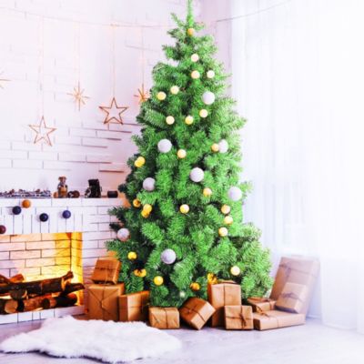 Sapin de Noël 210 cm Santa Claus, Pin artificiel, Arbre à effet réel, Sapin de Noël, 120x120 h210 cm, Vert