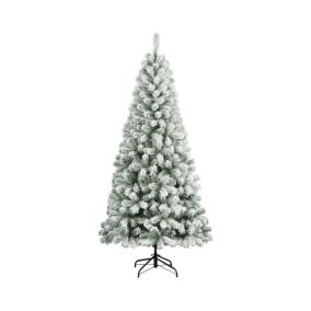 Sapin de Noël 240 cm Kris Kringle, Pin artificiel floqué, Arbre à effet réel, Sapin de Noël, 114x114 h240 cm, Vert et Blanc