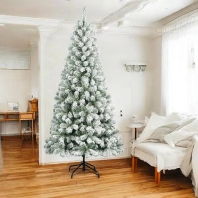 Sapin de Noël 240 cm Kris Kringle, Pin artificiel floqué, Arbre à effet réel, Sapin de Noël, 114x114 h240 cm, Vert et Blanc